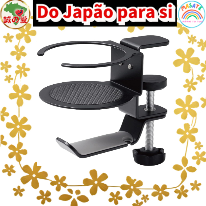 ELECOM Clamp-On Headphone Hanger, 360-Degree Rotating Under Desk Headset Stand with Cable Management Hook, No-Drill Gami