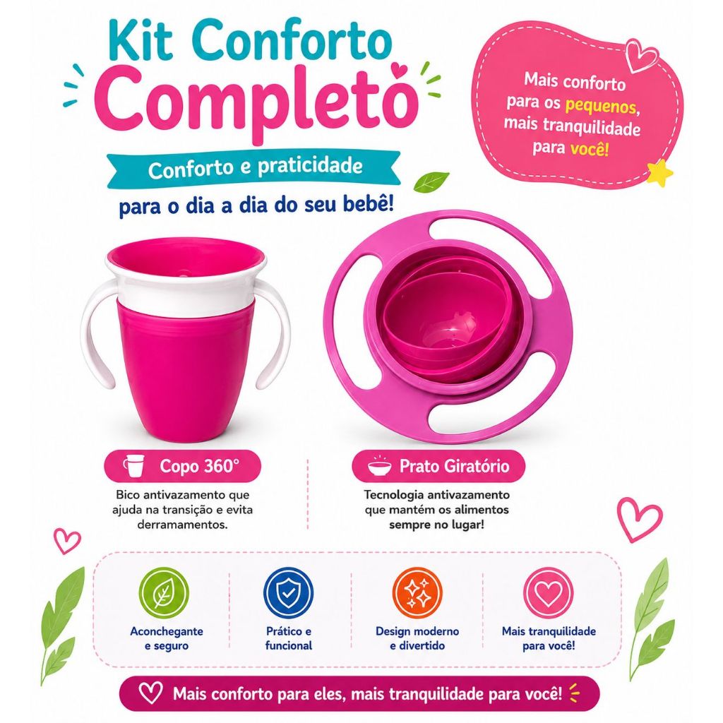 Copo e Prato 360° Antivazamento Infantil