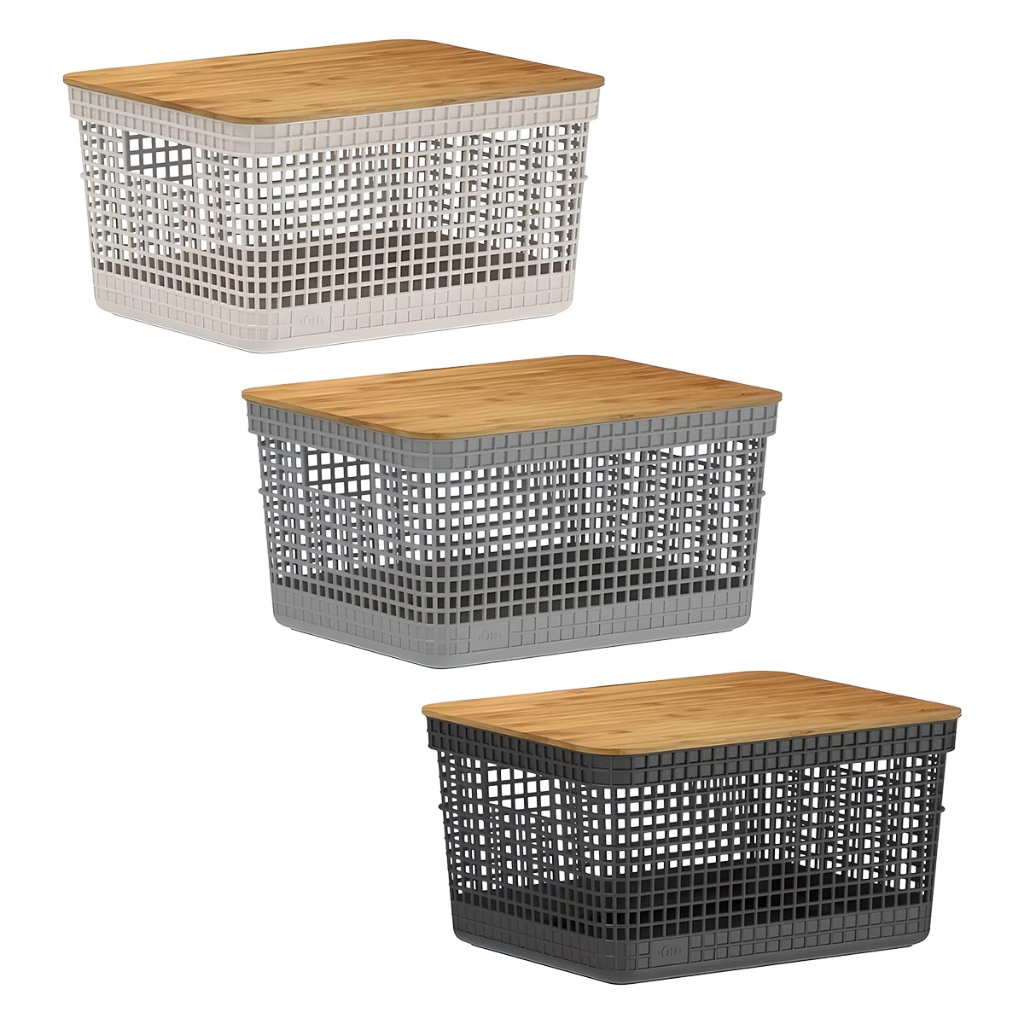 Cesto Organizador Grid 8 Litros Multiuso Tampa Bambu CG255 - Ou