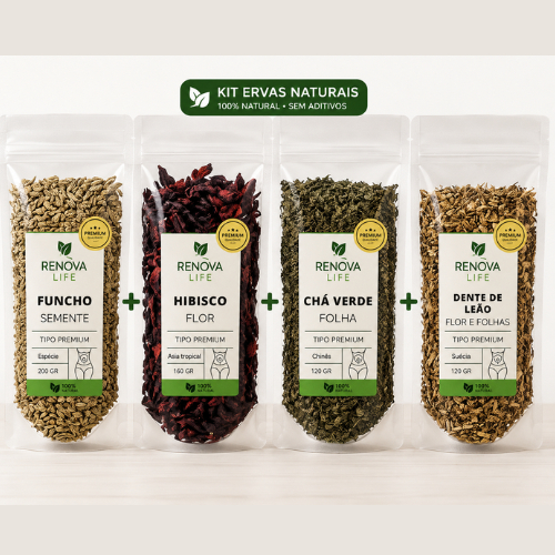 Mix desincha Semanas - Hibisco, chá verde, dente de leão e funcho 50grs cada Total 200grs