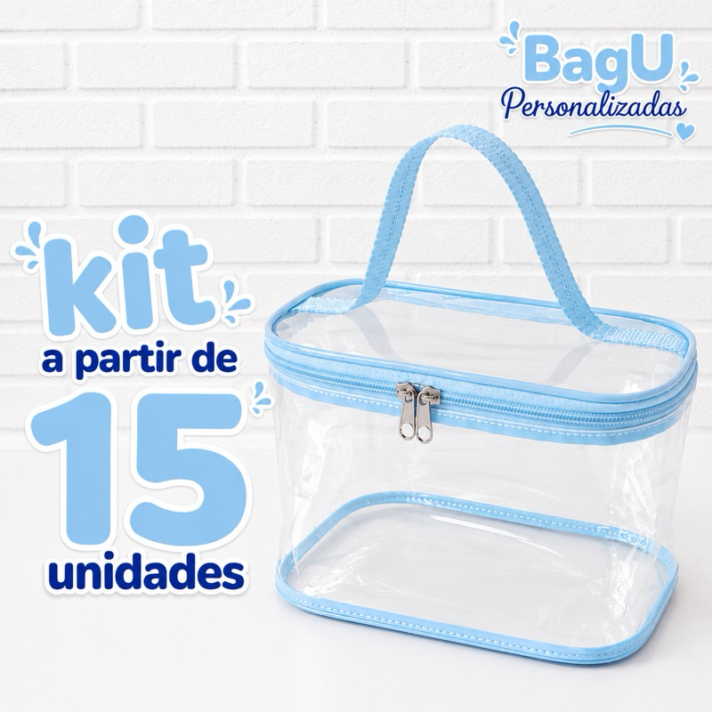 KIT COM 5 10 15 20 e 25  Maletas Piquenique Transparentes para Lembrancinha Infantil - Feita em Plástico Cristal
