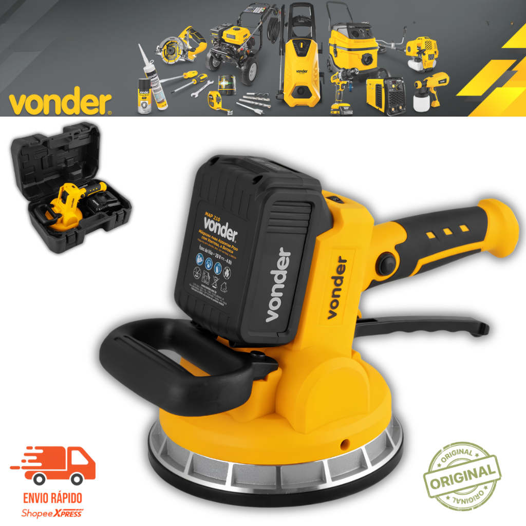 Máquina Para Assentar Piso Com Bateria 20V E Ventosa MAP 210 VONDER Nivelamento de Revestimentos