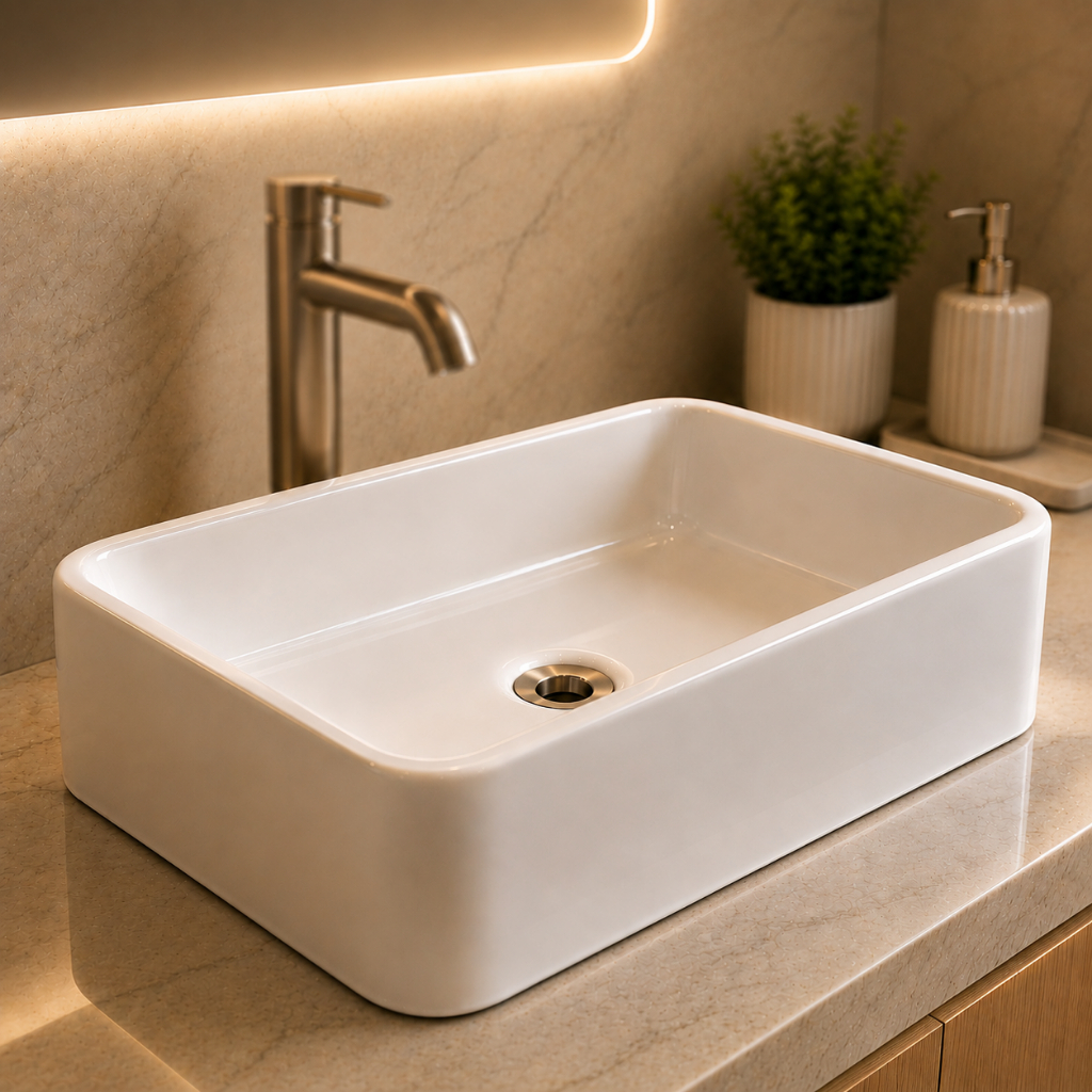 Cuba Pia Banheiro PVC Lavabo Sobrepor Apoio Moderna Branca Preta Luxo Resistente