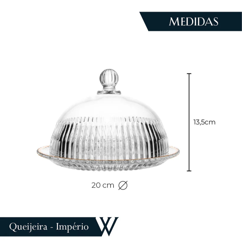 Queijeira Imperatriz de Cristal Fio de Ouro 20cm - Wolff — imagem 2 de 2