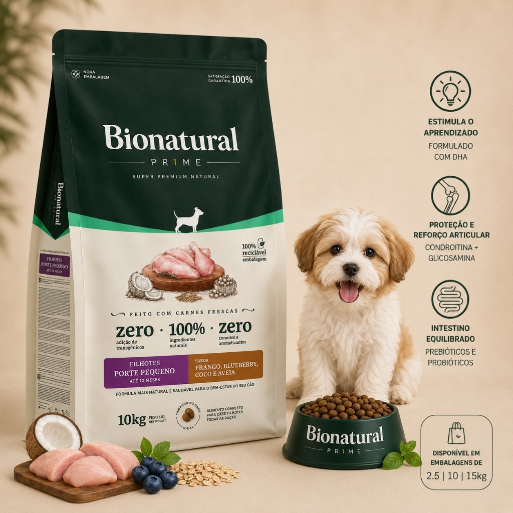 Ração Para Cachorro Junior 10kg Bionatural SuperPremium Filhote Frango 28% Proteína