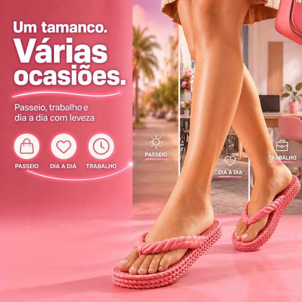Chinelo 3 Tranças Feminino Plataforma Nuvem Ortopédico Macio Confortável Envio Imediato