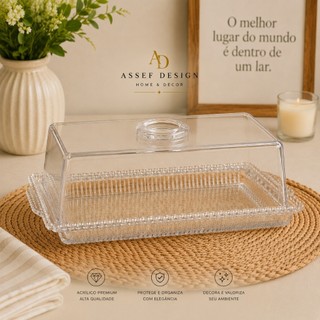 Porta Frios Acrílico com Tampa Transparente Organizador para Geladeira Queijo e Presunto Premium