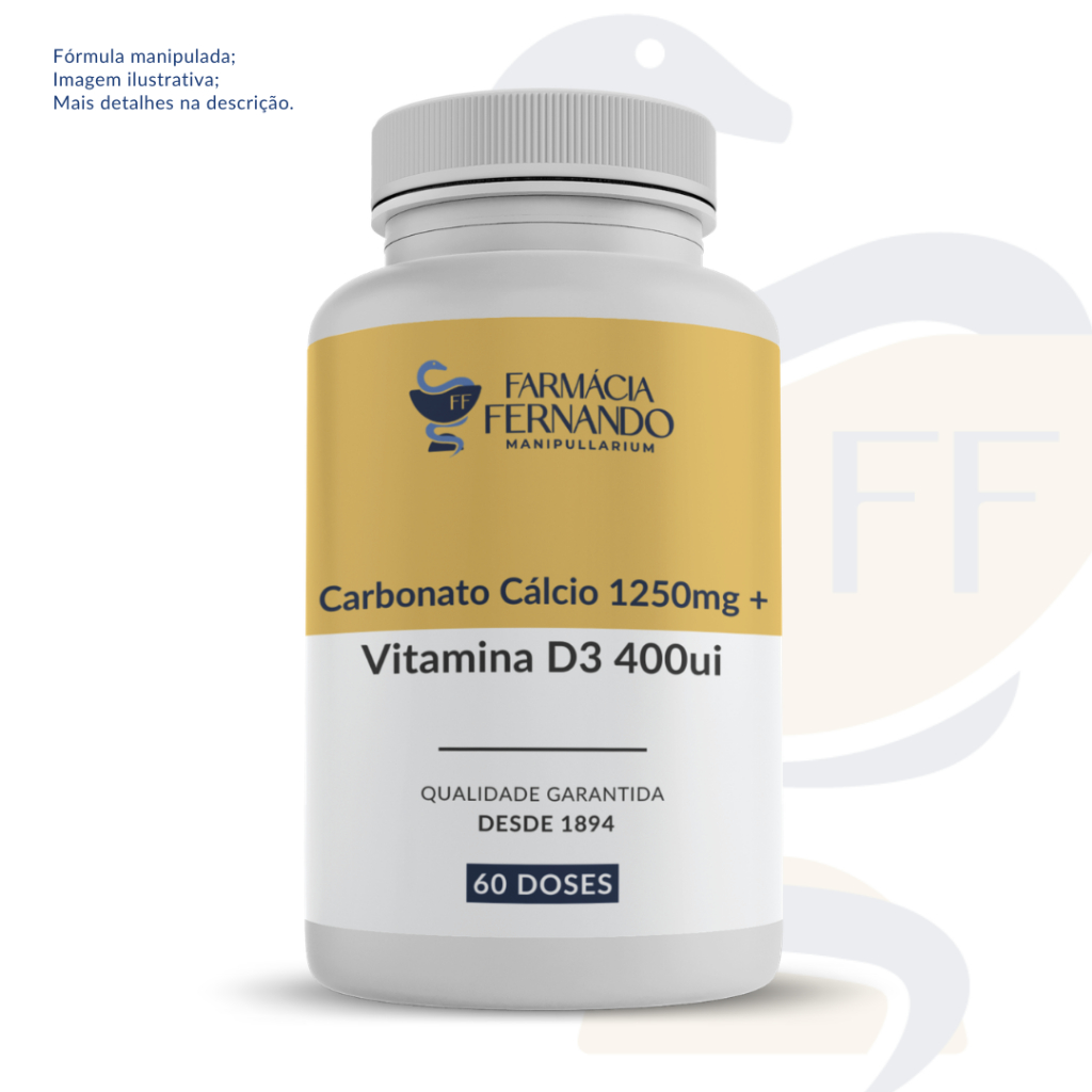 Carbonato de Cálcio 1250mg + Vitamina D3 400ui | 60 doses (120 cápsulas)