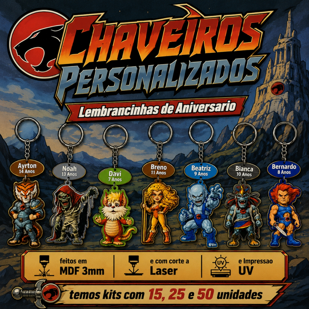 15 Lembrancinhas Aniversário Chaveiros Estilo ThunderCats Mdf