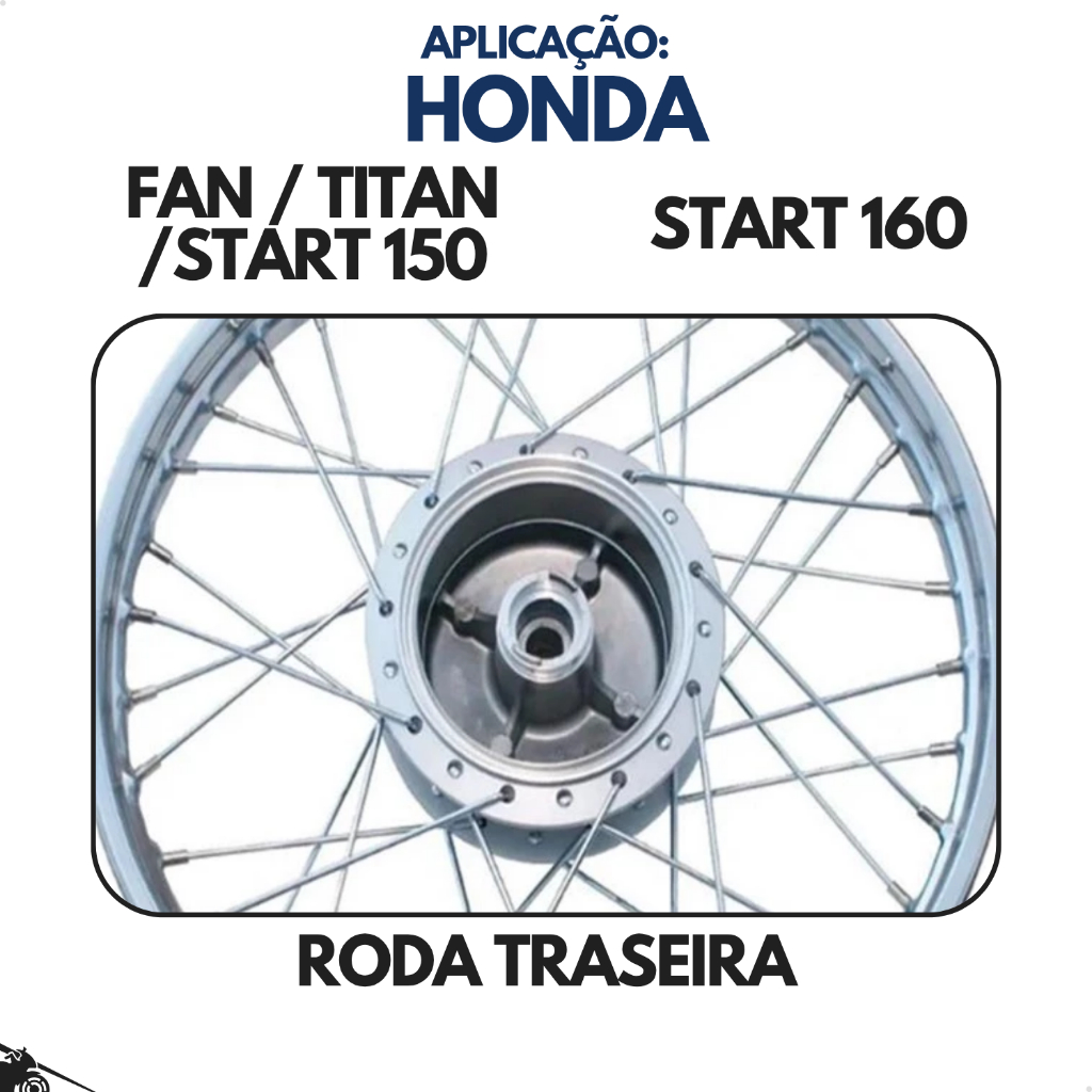 Roda Traseira Completa Raiada Moto Cg Titan 150 E Fan 150 Start 150 160