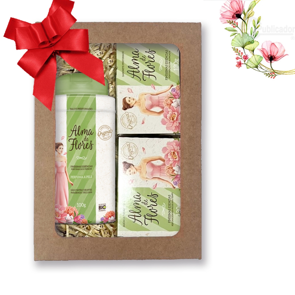 Kit 23 - Presente Alma de Flores Clássico com Talco e Sabonetes Feminino