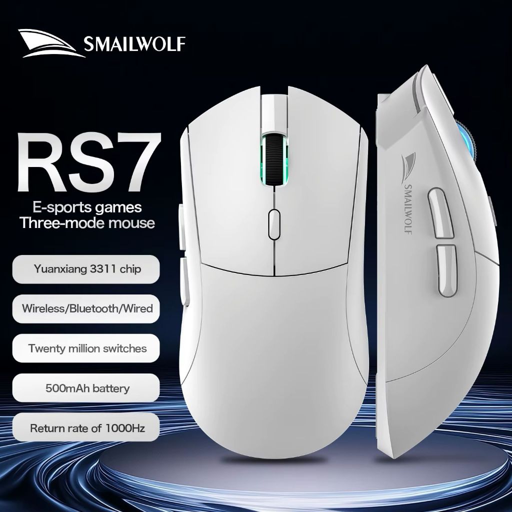 Mouse Gamer Smailwolf RS7 RGB Paw3311 X11 12000 DPI USB Ergonômico