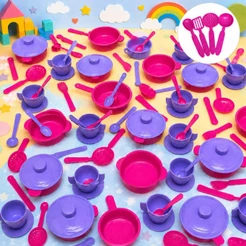 Kit Cozinha Brinquedo Infantil 31 Peças Panelinhas e Xícaras - Menina