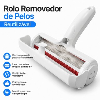 Rolo Removedor Tira Pelos Reutilizável Pet Animais Cachorro e Gato Para Sofa Roupa Moveis…