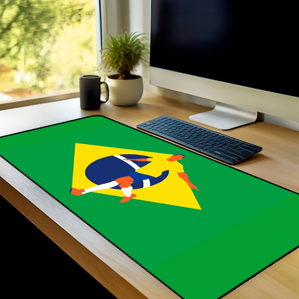 Mouse Pad Grande Gamer Brasil Copa Do Mundo 2026 65x30 Antiderrapante Borda Costurada