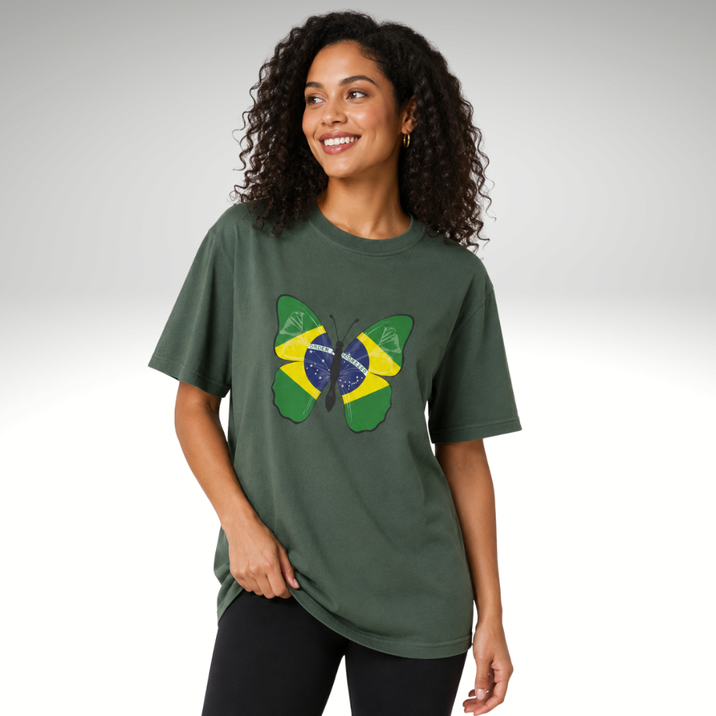 Camisetas T Shirt Bandeira do Brasil Manga Curta Gola Redonda 100% Poliester