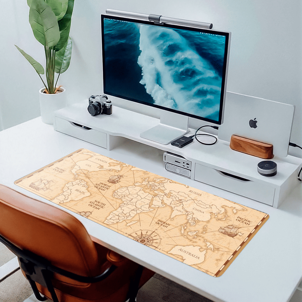 Mousepad Mapa Mundo Mundi Antigo Vintage Flexivel Maps Map Suporte Mouse E Teclado 80x30 Gamer Speed Extra Grande