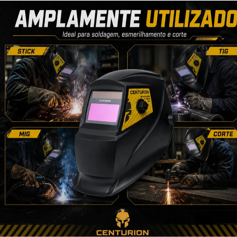 Máscara De Solda Automática True Color Solar Lítio DIN 9-13 TIG MIG MMA Profissional Centurion 5.0