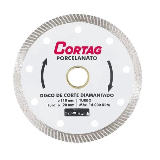 Disco de Corte Turbo Diamantado Para Porcelanato 110mm - Cortag