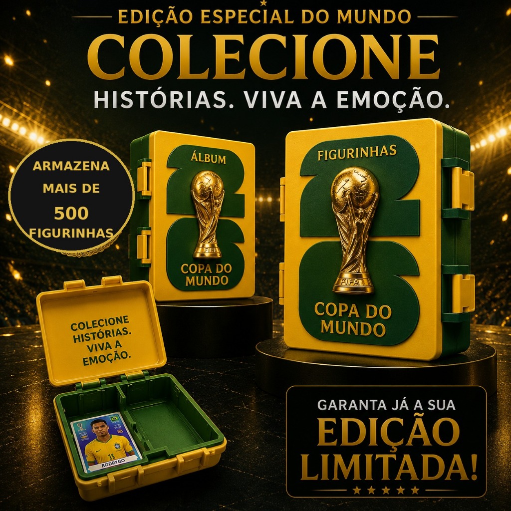 Porta 500 Figurinhas Copa do Mundo 2026 Futebol | Caixa Organizadora Premium para Colecionadores de Figurinhas