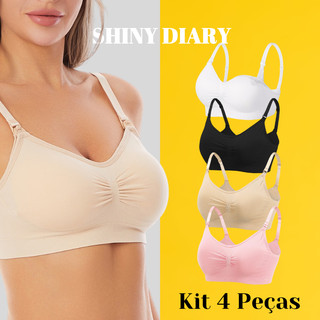 SHINY DIARY -  Kit 4 Sutiãs de Amamentação Maternidade com Bojo Removível e Flexível Conforto