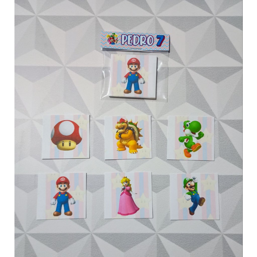 Jogo da Memória Personalizado 6 pares Lembrancinha Festa Aniversário Infantil Personalizados Super Mário