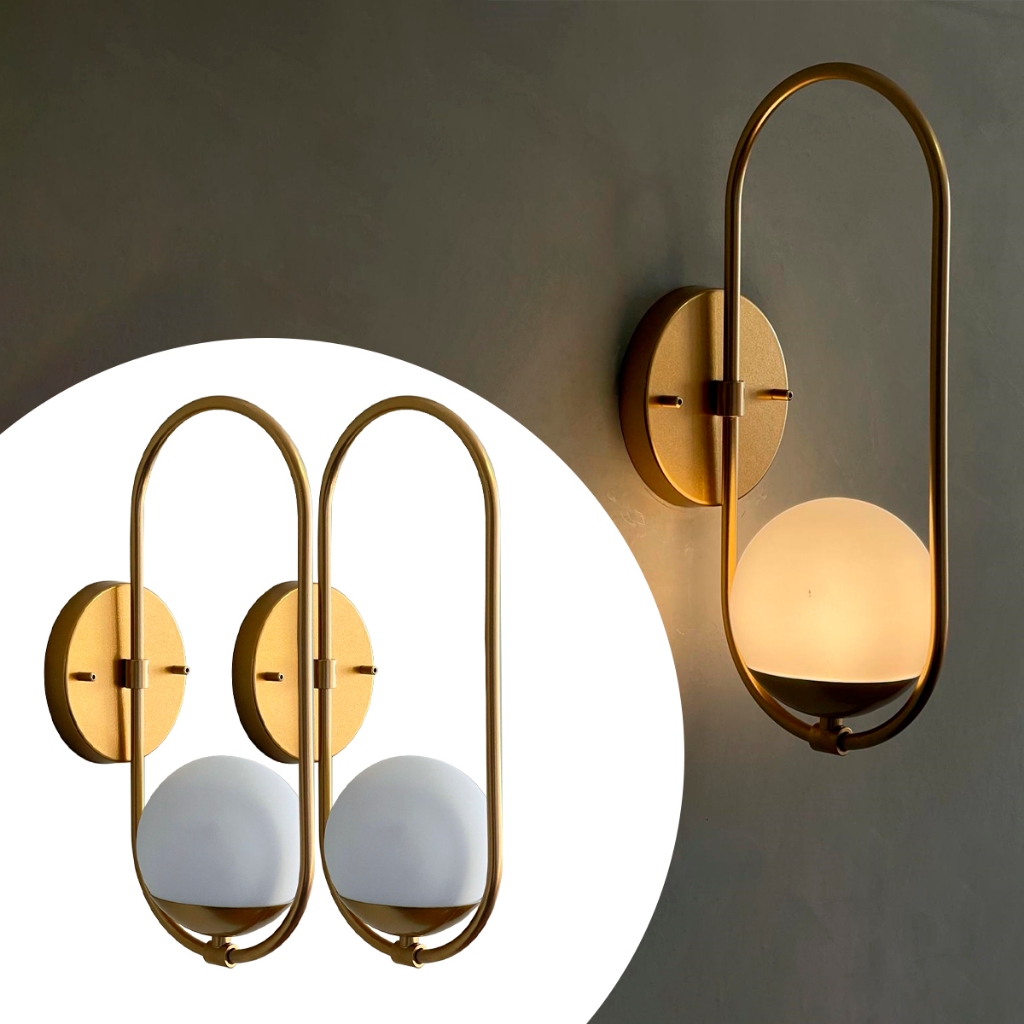 Kit 2 Arandela luminária de Parede Oval alumínio bivolt Com Vidro Globo fosco 12cm decorativa casa sala quarto cabeceira