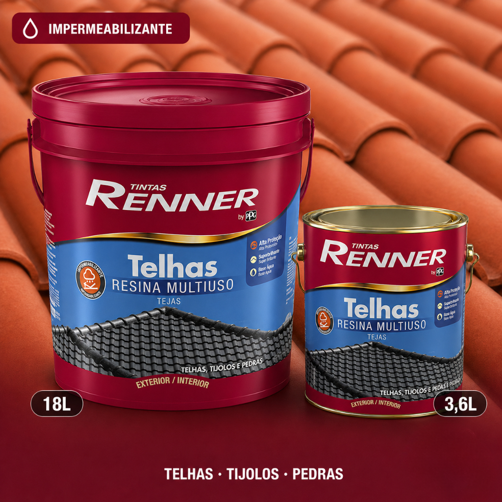 Tinta Acrílica para Telhas e Telhado Renner Superbrilhante Impermeabilizante Cerâmica Fibrocimento
