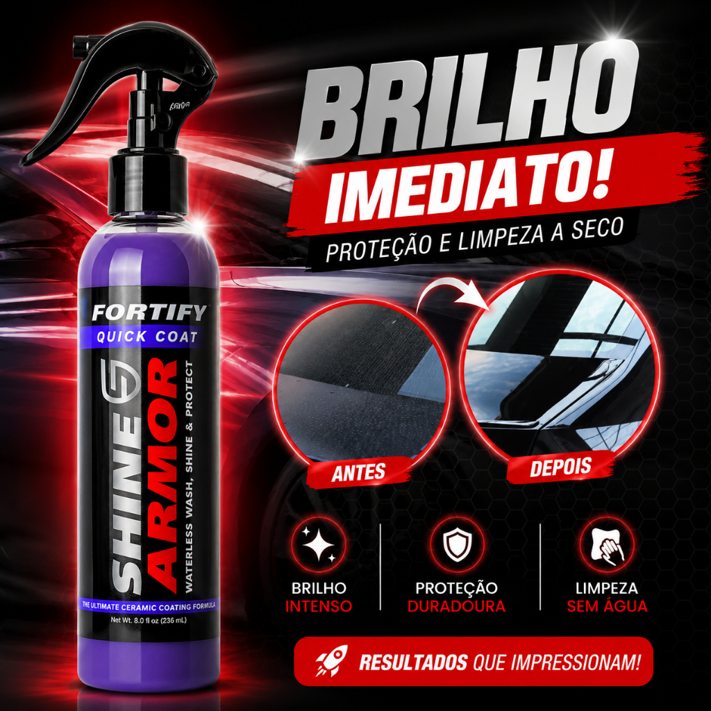 Shine 3 em 1 Spray Revestimento Automotivo Brilho Intenso Proteção Premium Shine Armor