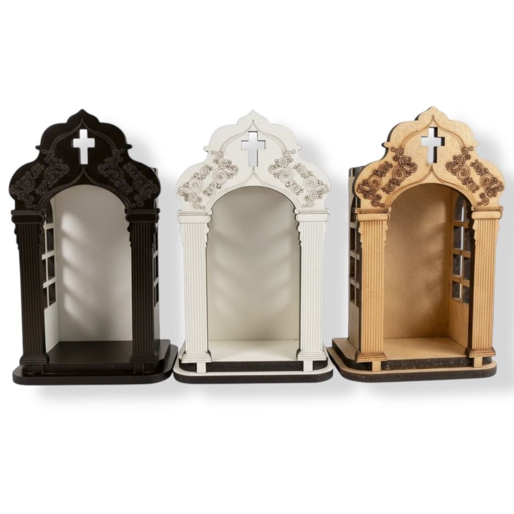 Capela Oratório 16cm Madeira Mdf Branco Casa Imagem Santos