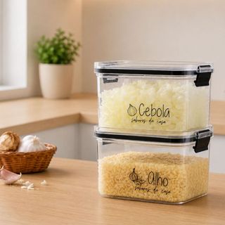 Potes Herméticos Geladeira | Porta-Alho, Porta-Cebola | 450ml/950ml - Porta Mantimentos
