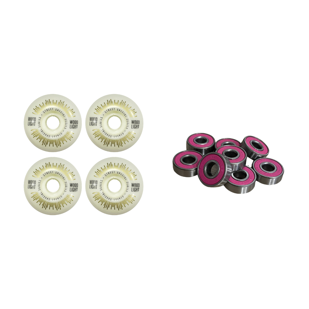 Roda Skate Amador Importada + Rolamento ABEC 15 Wood Light 53mm 99A