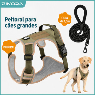Peitoral+Guia para Cachorros de Médio a Grande Porte Kit Para Passeio Refletivo e Ajustável