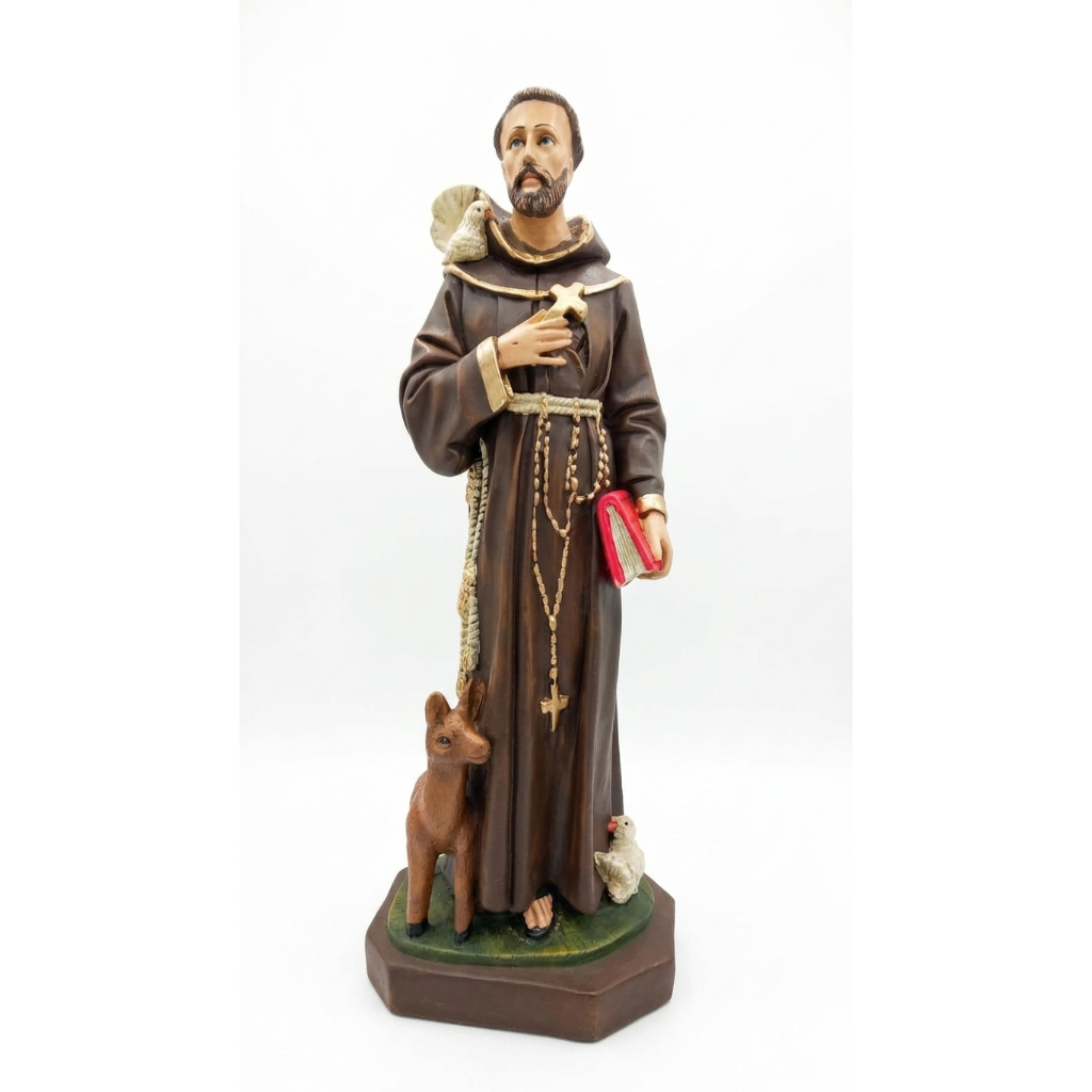 Imagem São Francisco De Assis 60cm Resina Estátua Sacra Protetor Animais Decoração Altar