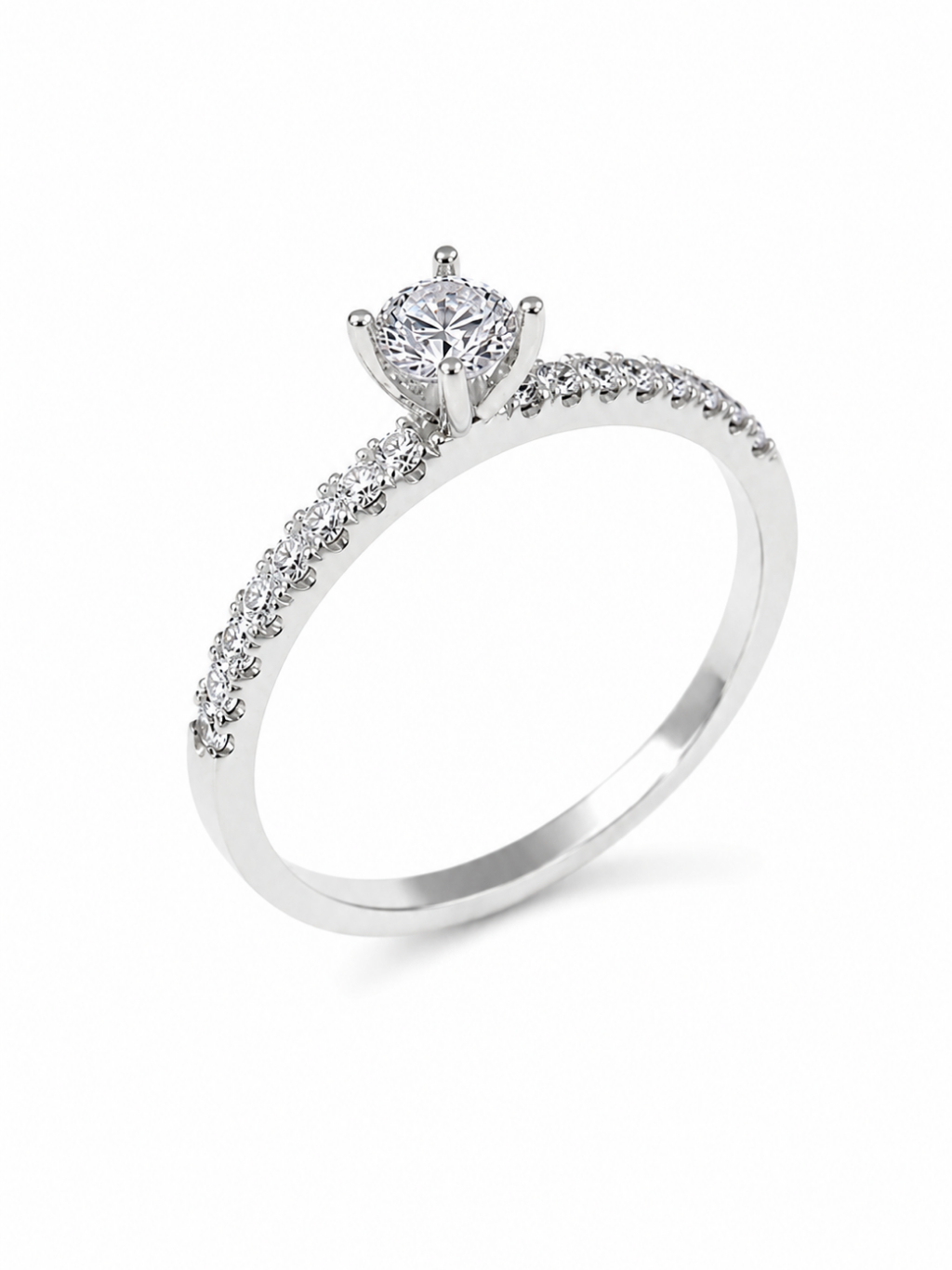 Anel Solitário Prata 925 Brilhante Luxo Noivado Feminino