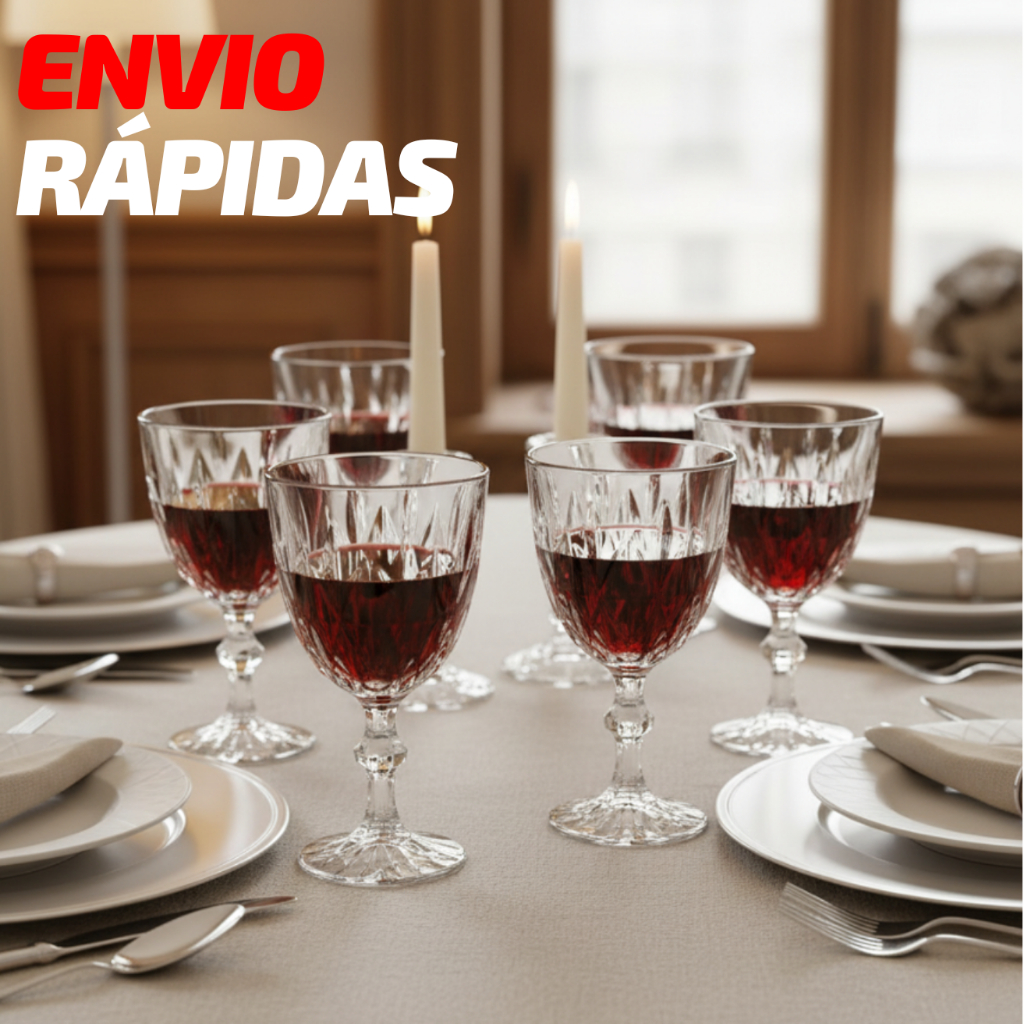 Jogo Taças Vidro Diamond Conjunto Taça Para Água Vinho Tinto Suco