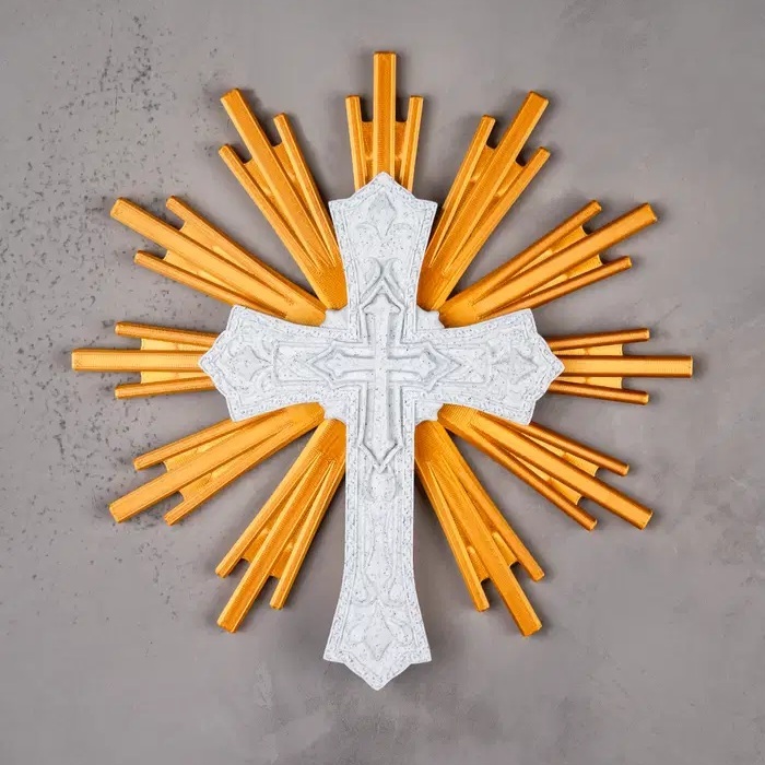 Cruz Decorativa Religiosa Parede Espírito Santo Dourada Fé Cristã Decoração Católica