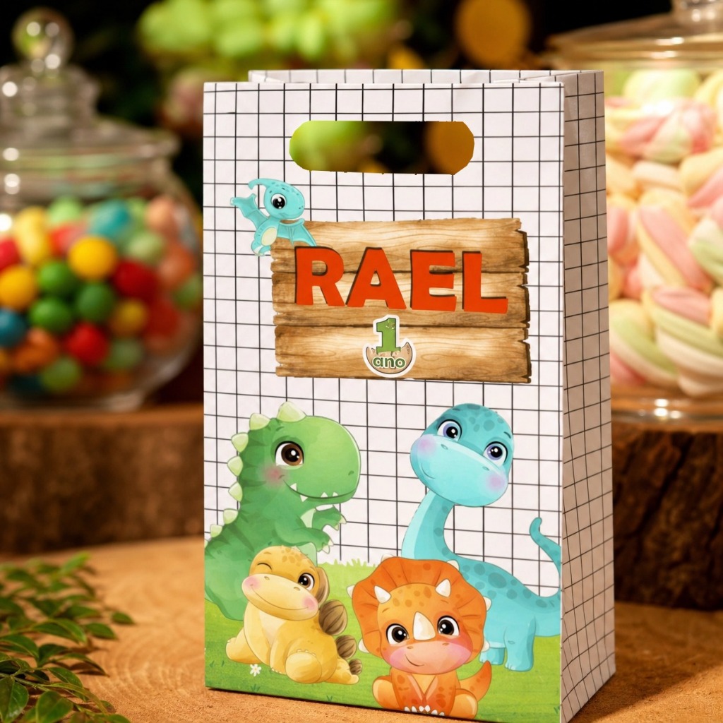 Dinossauro Baby Sacolinha Personalizada Dino Cut Lembrancinhas para Infantil Caixinhas Jurassic