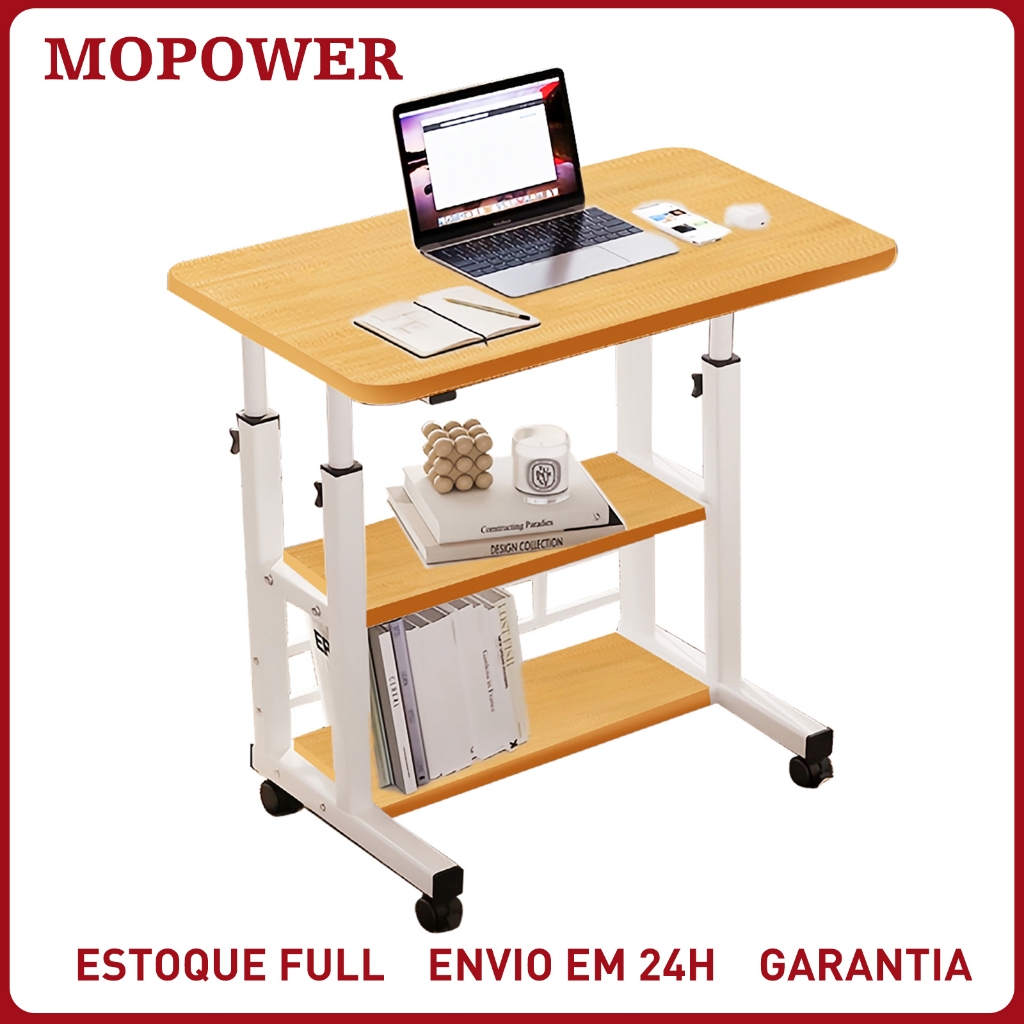 Mesa Multiuso Dupla Regulável Portátil para Laptop Tablet Sofá Cama com Rodinhas