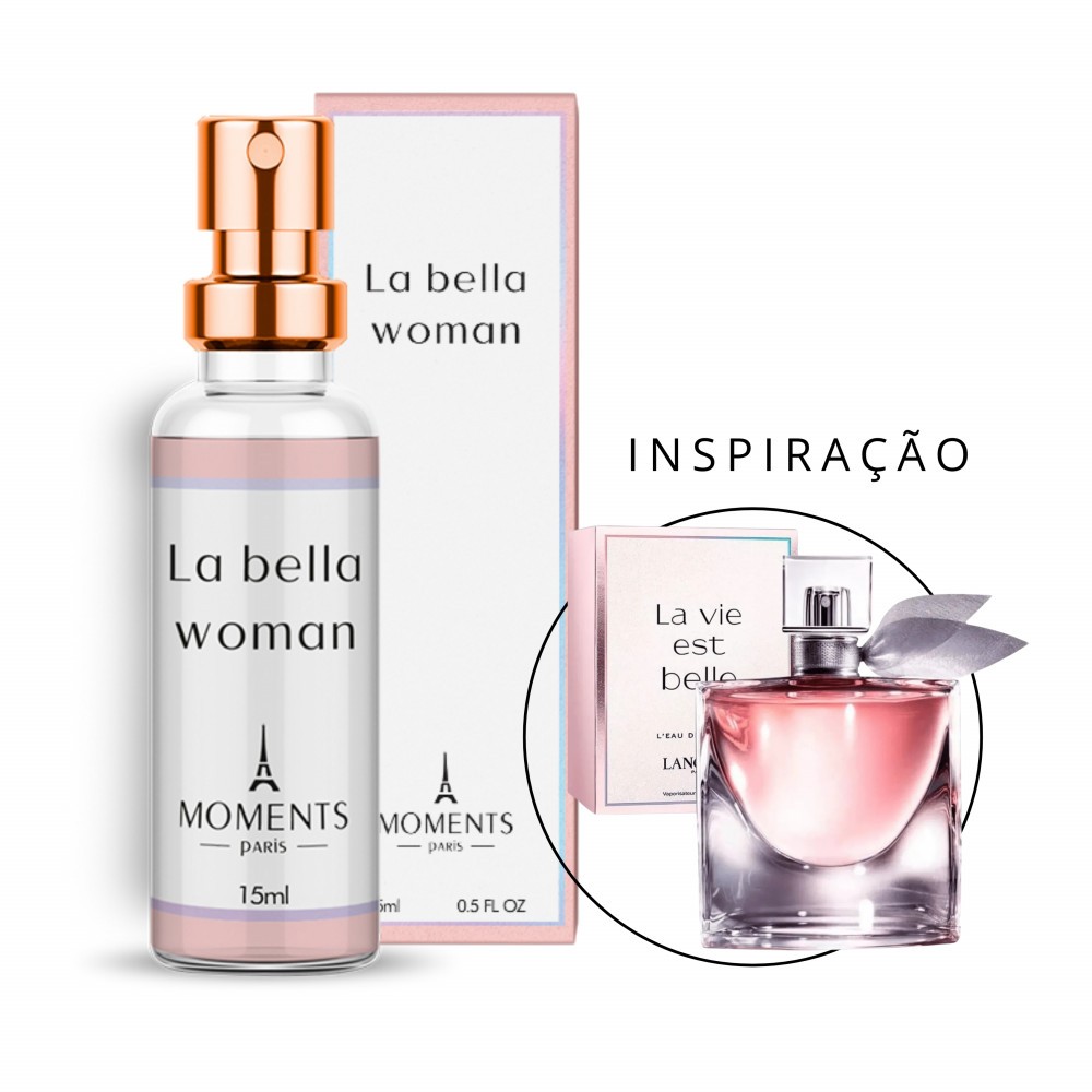 Perfume Importado La Bella Contratipo Feminino Eau de Parfum EDP 15ml Moments Paris Bolsa Viagem