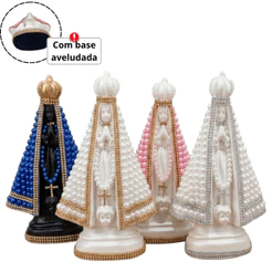 Imagem Nossa Senhora Aparecida Gesso Perolado 23cm Base Aveludada / 4 Variações