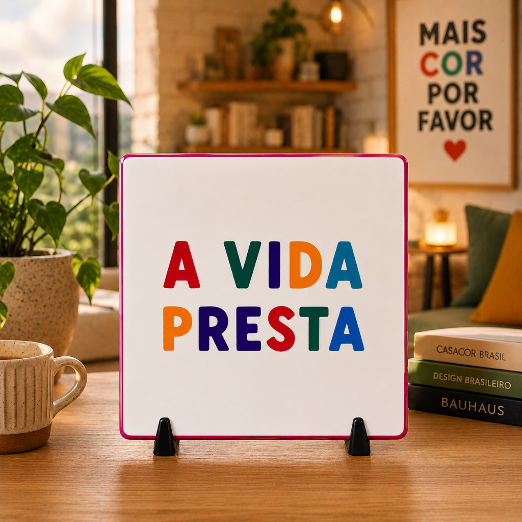 Azulejo Decorativo com Frase Personalizada Latina Demais e a Vida Presta | Decoração Moderna com Suporte — imagem 2 de 2
