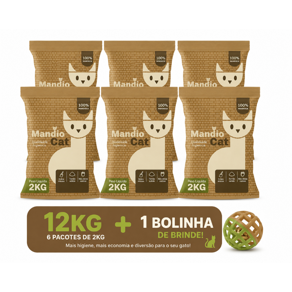 Areia de Gato Areia Mandiocat Biodegradável *1 a 5*  - Areia de Mandioca Mya Cat