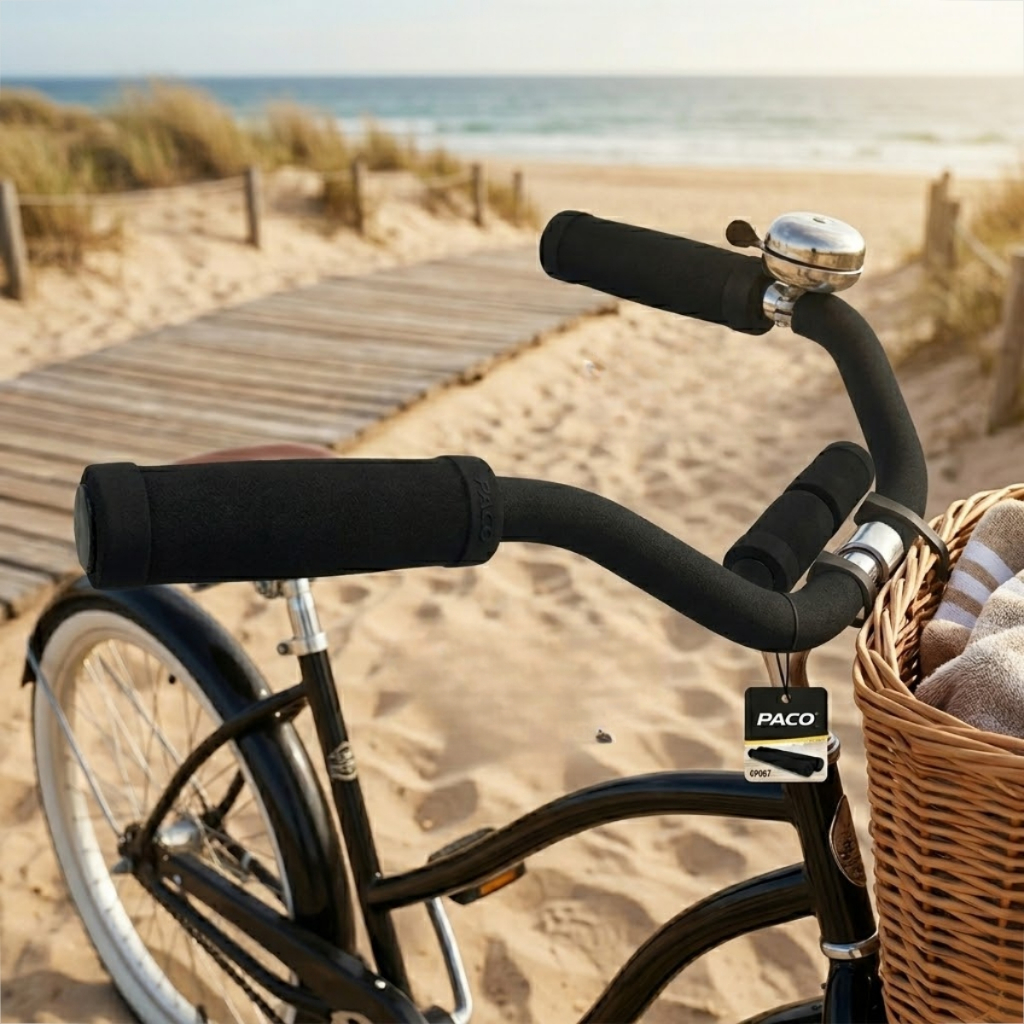 Manopla Espuma Guidão Beach Caiçara Par Tubo Longo 4 Peças Punho Bicicleta Praiana Macio Confortável
