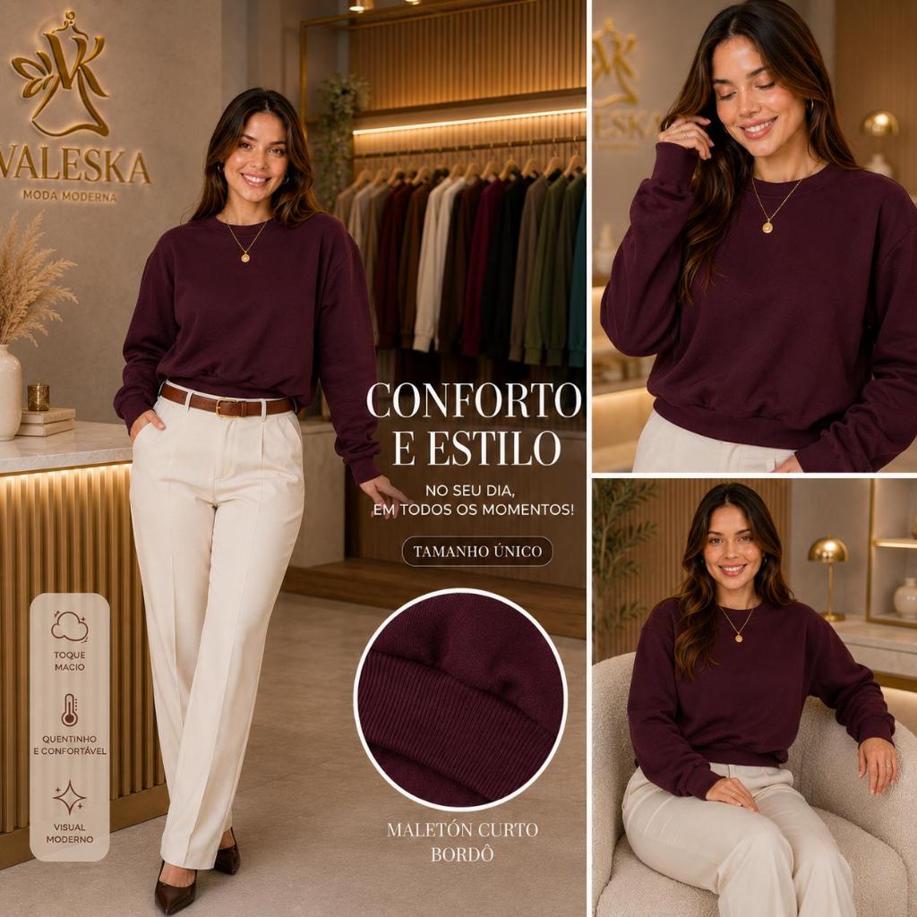 Blusa Feminino inverno Moletom Flanelado para frio casaco feminino liso manga longa casual social