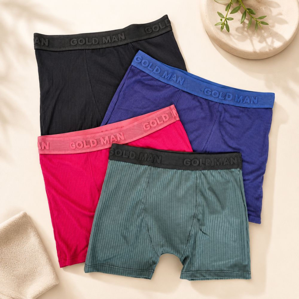 Kit 3 Cueca Boxer Canelado Suede Masculino Adulto Algodão Premium Elastico Reforçado Masculino