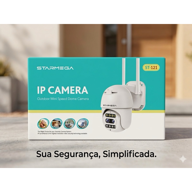 Câmera de Segurança Wi-Fi Externa Starmega Mini Speed Dome HD 1080p Visão 360° Noturna À Prova D'água