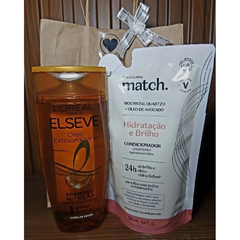 kit Combo 01 Shampoo Óleo Extraordinário 200ml Elseve L'Oréal 01 Refil Condicionador O Boticário Hidratação Brilho 250ml