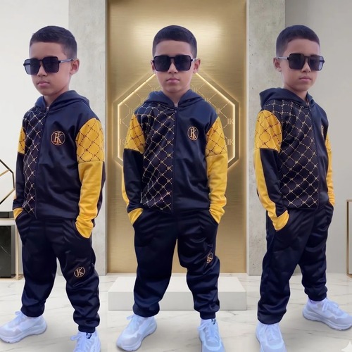 Conjunto Infantil Flanelado Chimpa Roupa Outono/Inverno de Menino Estiloso Moda Blogueiro Casual Roupa De Inverno