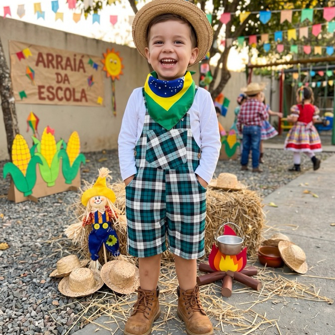 JARDINEIRA CURTA LINHO BEBE SOCIAL INFANTIL Festa junina MENINO BATIZADO ANIVERSARIO MACACAO LONGO
